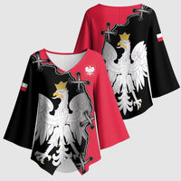 Poland White Eagle Kimono Sleeve Blouse Polish National Coat of Arms Design