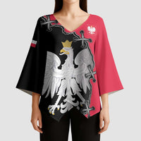 Poland White Eagle Kimono Sleeve Blouse Polish National Coat of Arms Design