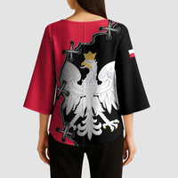 Poland White Eagle Kimono Sleeve Blouse Polish National Coat of Arms Design