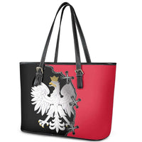 Poland White Eagle Leather Tote Bag Polish National Coat of Arms Design