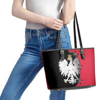 Poland White Eagle Leather Tote Bag Polish National Coat of Arms Design