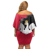 Poland White Eagle Off Shoulder Short Dress Polish National Coat of Arms Design