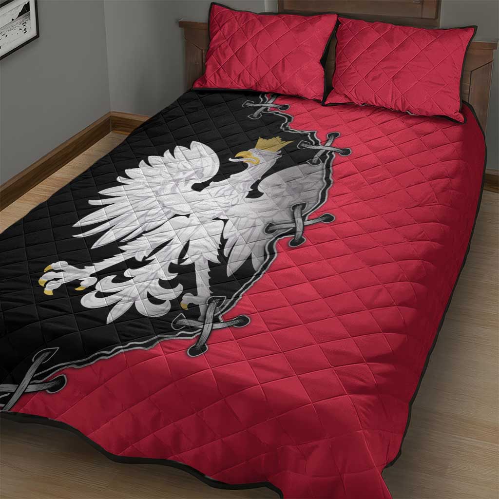 Poland White Eagle Quilt Bed Set Polish National Coat of Arms Design