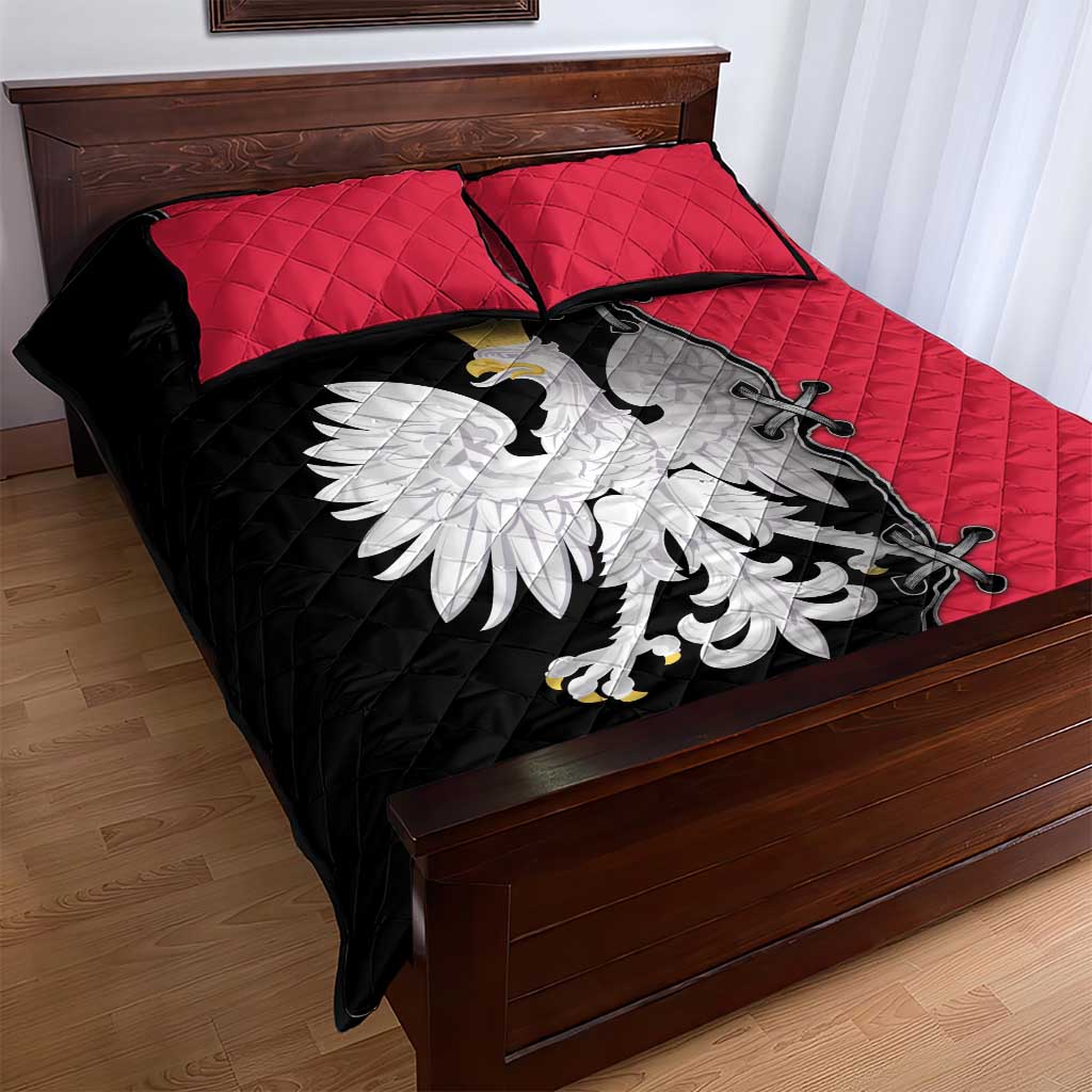 Poland White Eagle Quilt Bed Set Polish National Coat of Arms Design