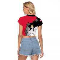 Poland White Eagle Raglan Cropped T Shirt Polish National Coat of Arms Design