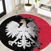 Poland White Eagle Round Carpet Polish National Coat of Arms Design