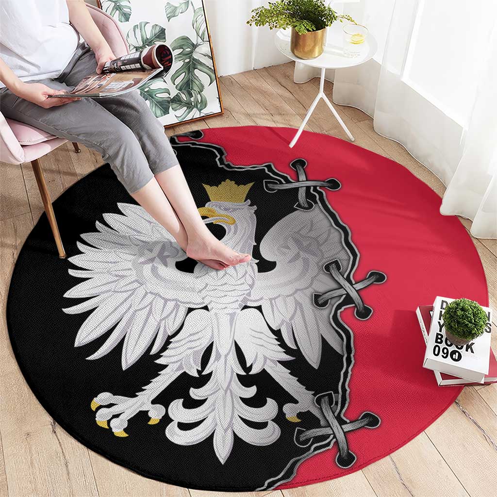 Poland White Eagle Round Carpet Polish National Coat of Arms Design