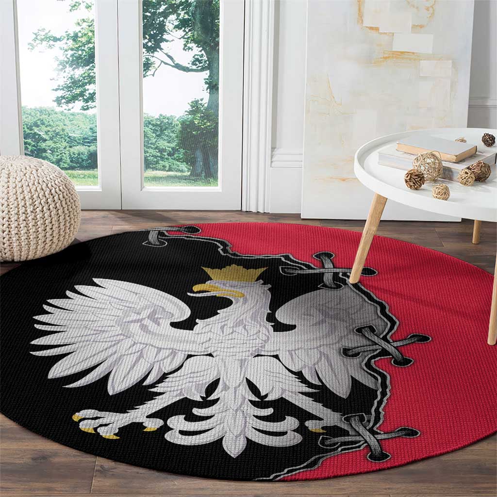Poland White Eagle Round Carpet Polish National Coat of Arms Design