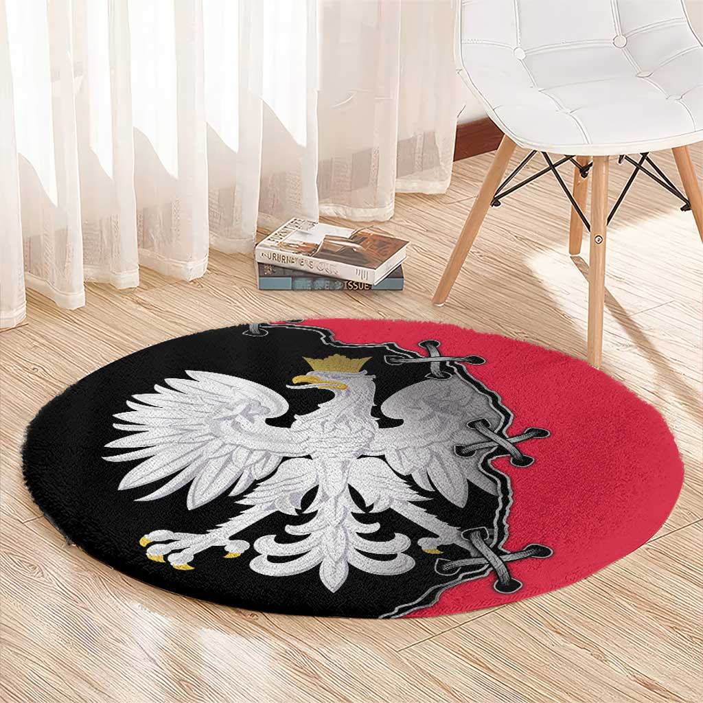 Poland White Eagle Round Carpet Polish National Coat of Arms Design