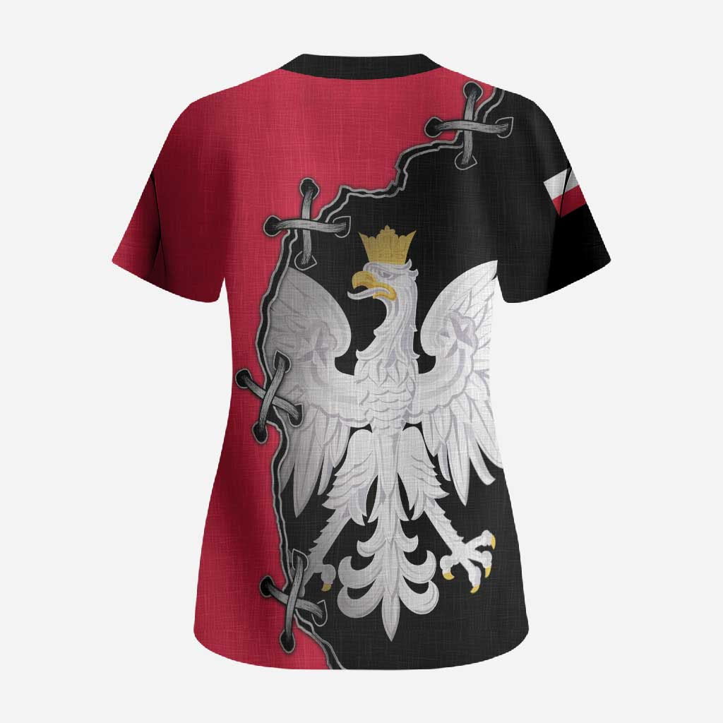 Poland White Eagle Scrub Top Polish National Coat of Arms Design