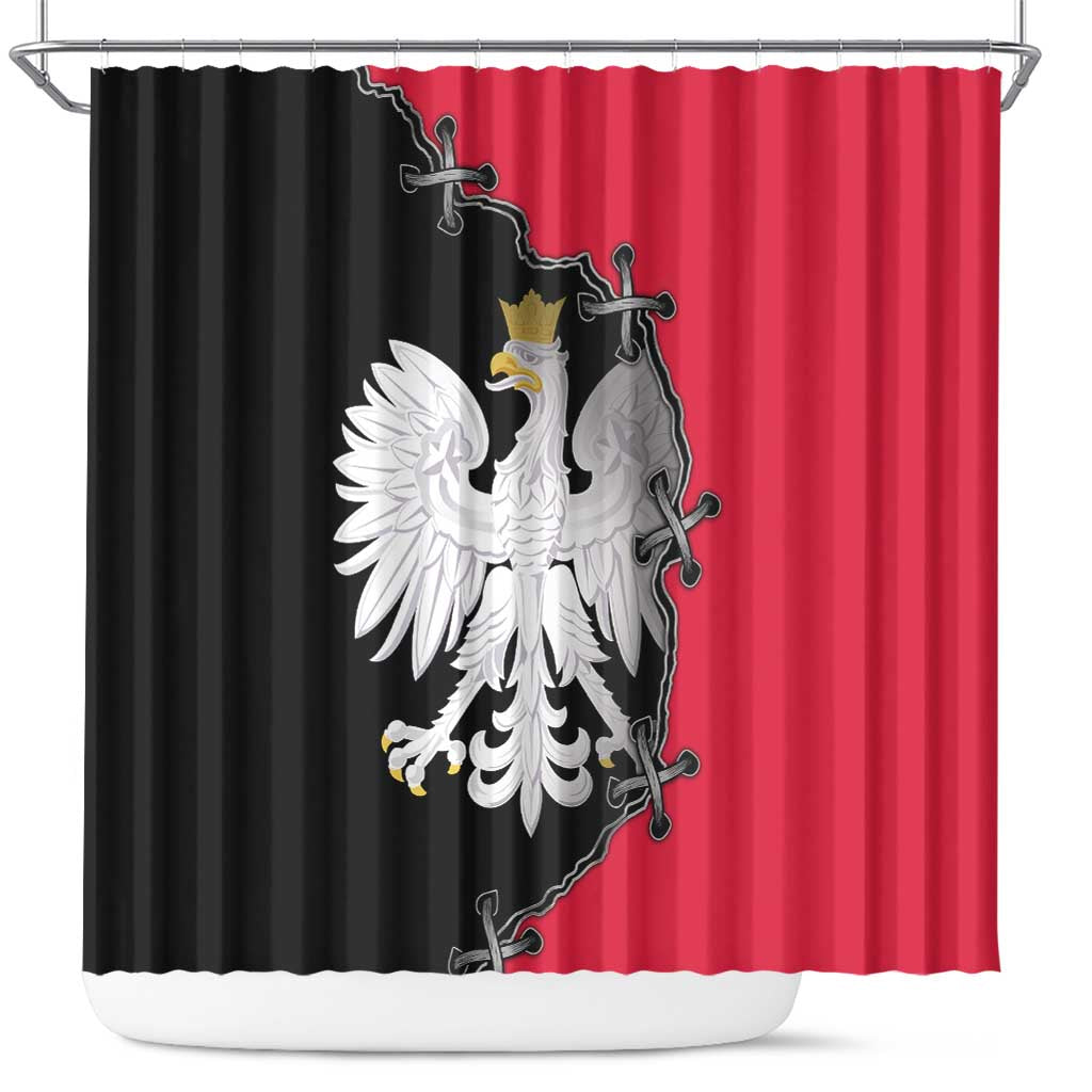 Poland White Eagle Shower Curtain Polish National Coat of Arms Design