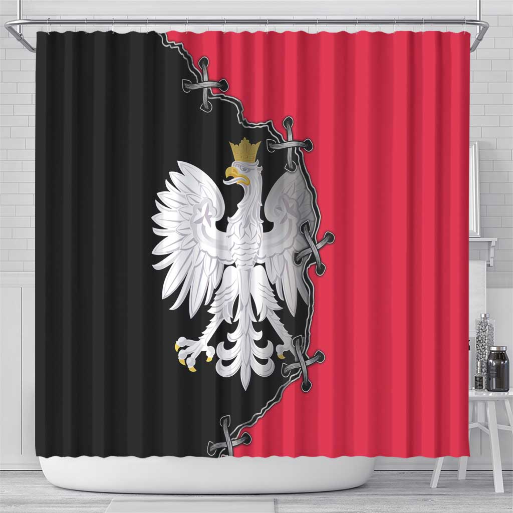 Poland White Eagle Shower Curtain Polish National Coat of Arms Design