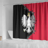 Poland White Eagle Shower Curtain Polish National Coat of Arms Design