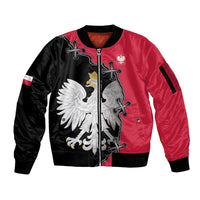 Poland White Eagle Sleeve Zip Bomber Jacket Polish National Coat of Arms Design