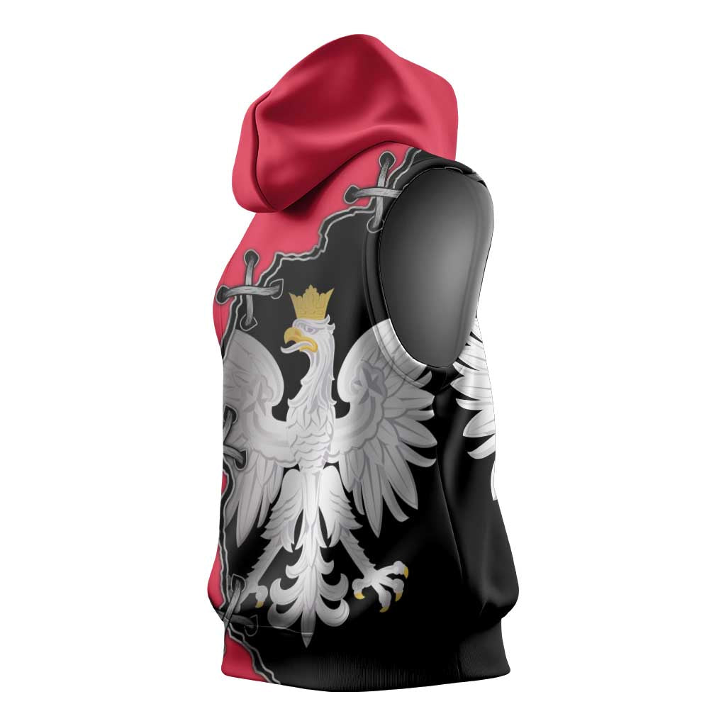 Poland White Eagle Sleeveless Hoodie Polish National Coat of Arms Design