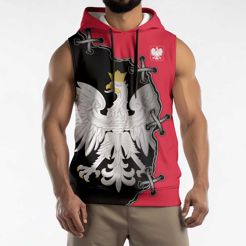 Poland White Eagle Sleeveless Hoodie Polish National Coat of Arms Design