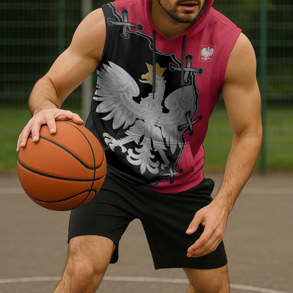 Poland White Eagle Sleeveless Hoodie Polish National Coat of Arms Design