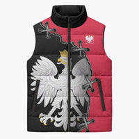 Poland White Eagle Sleeveless Puffer Jacket Polish National Coat of Arms Design