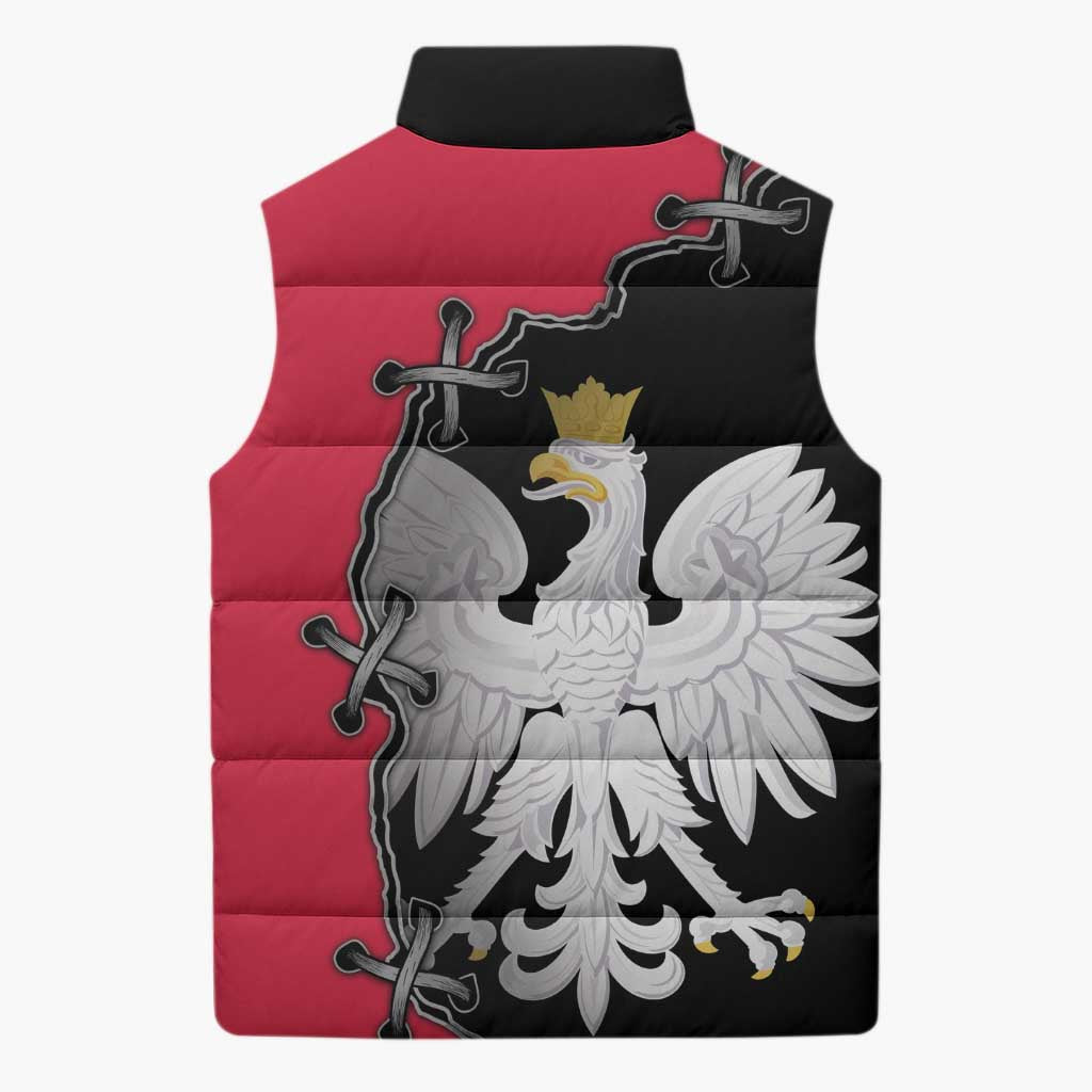 Poland White Eagle Sleeveless Puffer Jacket Polish National Coat of Arms Design
