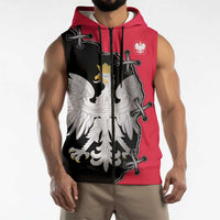 Poland White Eagle Sleeveless Zip Hoodie Polish National Coat of Arms Design