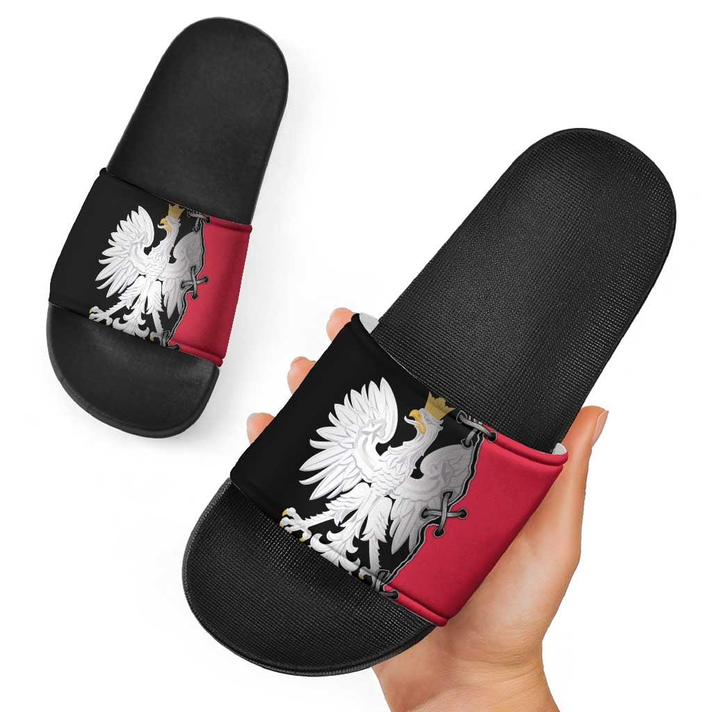 Poland White Eagle Slide Sandals Polish National Coat of Arms Design