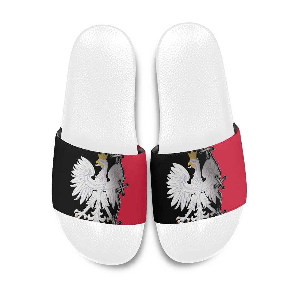 Poland White Eagle Slide Sandals Polish National Coat of Arms Design
