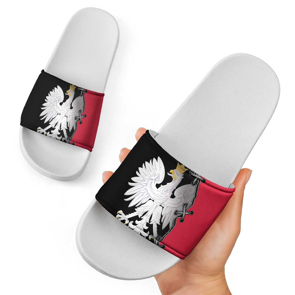 Poland White Eagle Slide Sandals Polish National Coat of Arms Design