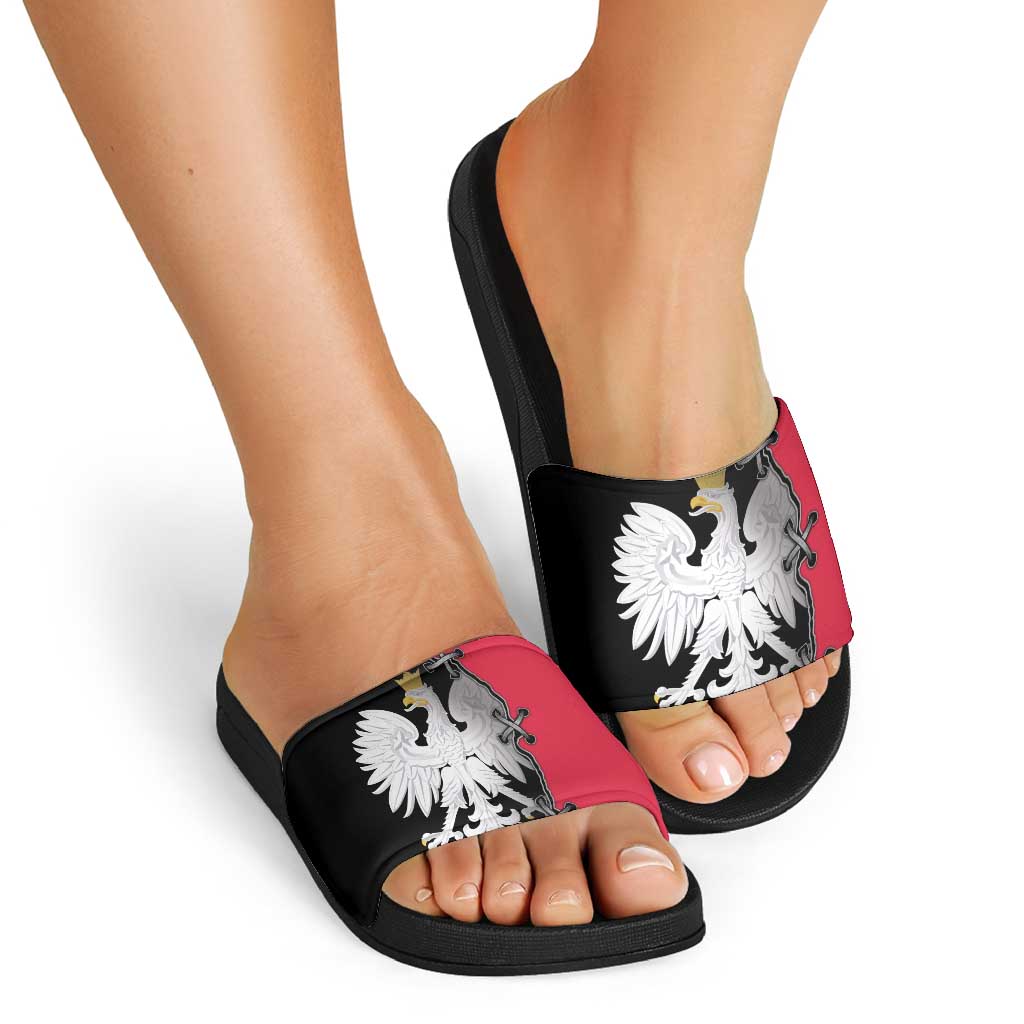 Poland White Eagle Slide Sandals Polish National Coat of Arms Design