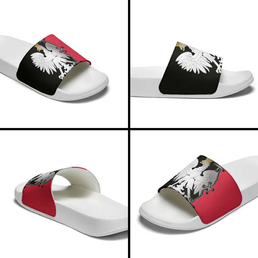Poland White Eagle Slide Sandals Polish National Coat of Arms Design