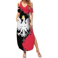 Poland White Eagle Summer Maxi Dress Polish National Coat of Arms Design