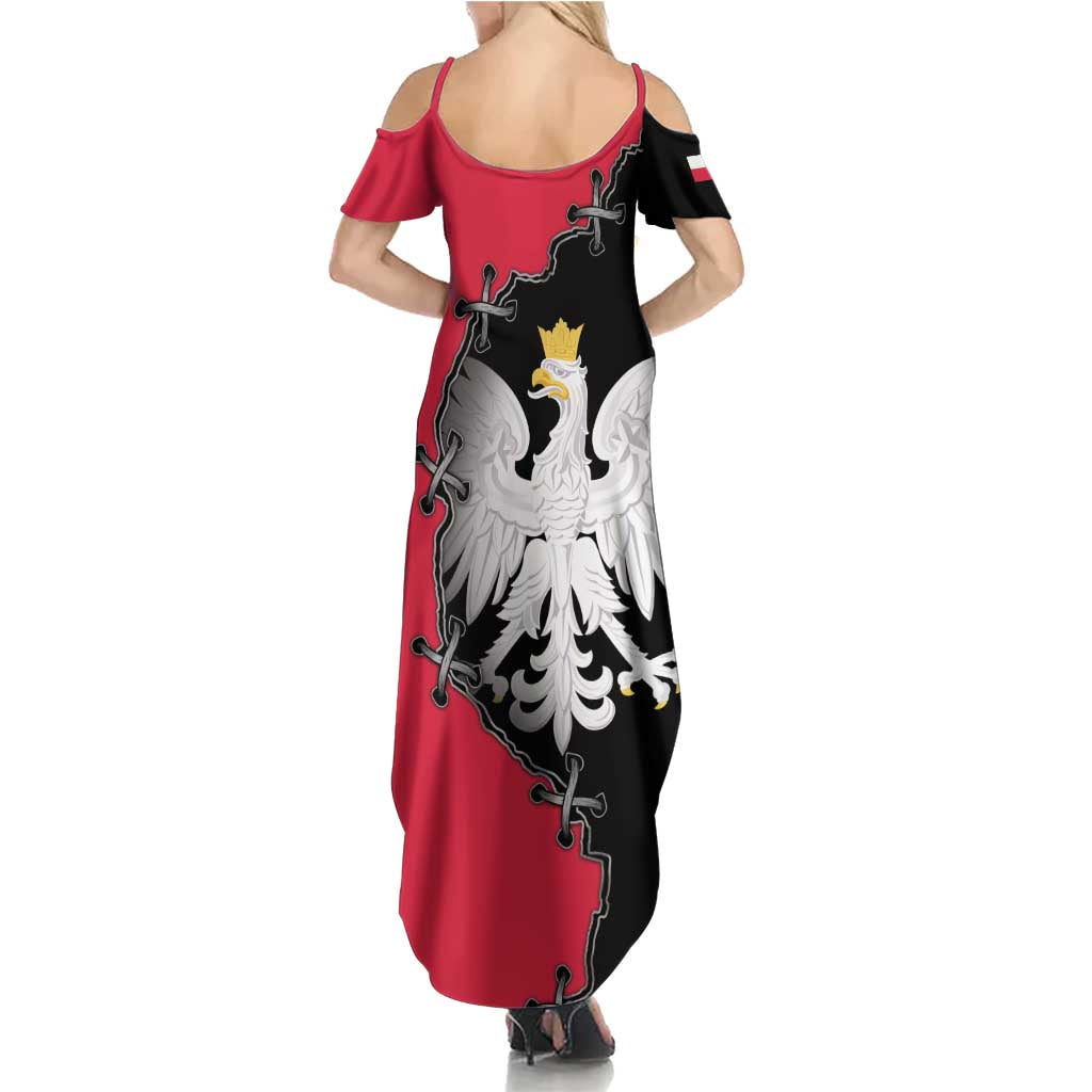 Poland White Eagle Summer Maxi Dress Polish National Coat of Arms Design