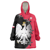 Poland White Eagle Wearable Blanket Hoodie Polish National Coat of Arms Design