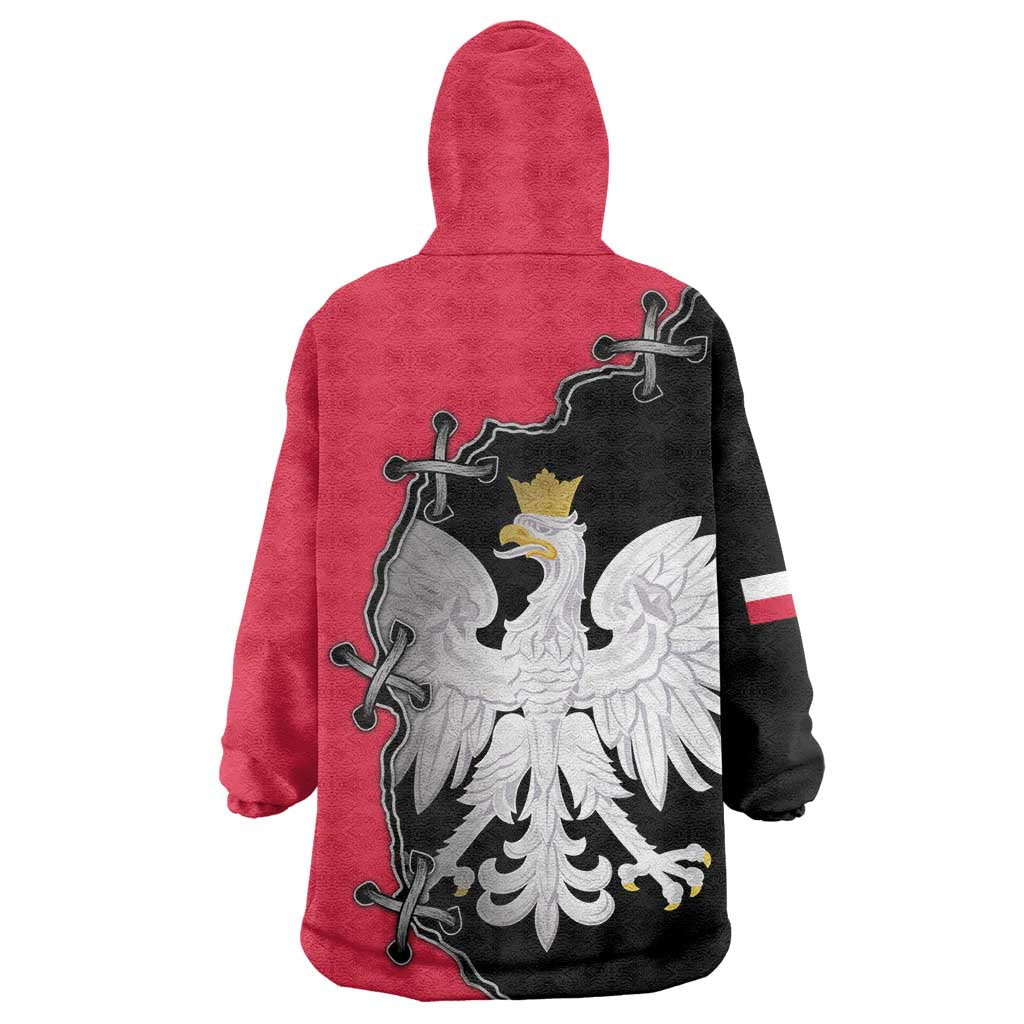 Poland White Eagle Wearable Blanket Hoodie Polish National Coat of Arms Design