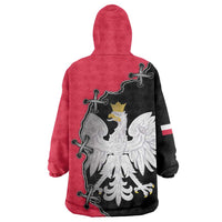 Poland White Eagle Wearable Blanket Hoodie Polish National Coat of Arms Design