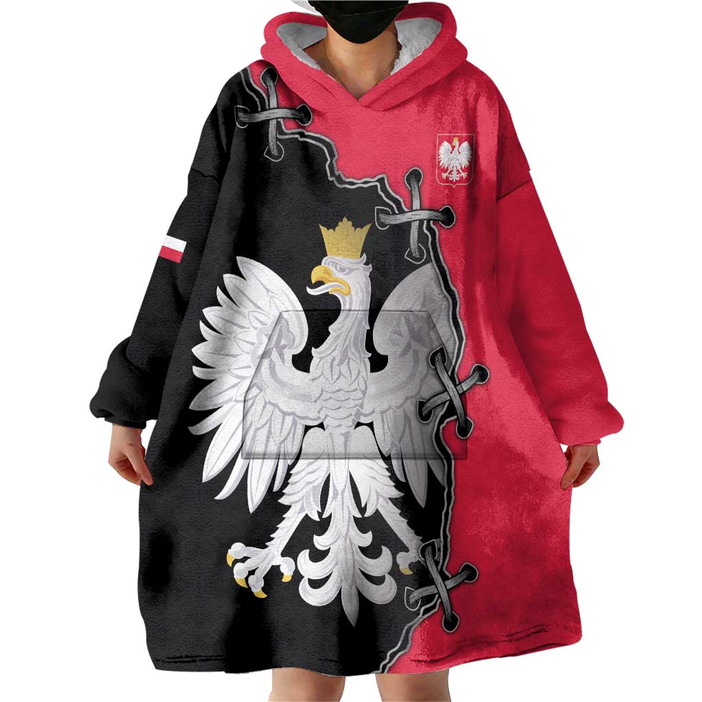 Poland White Eagle Wearable Blanket Hoodie Polish National Coat of Arms Design