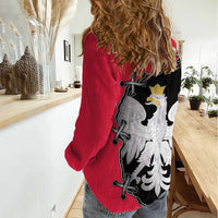 Poland White Eagle Women Casual Shirt Polish National Coat of Arms Design
