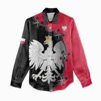 Poland White Eagle Women Casual Shirt Polish National Coat of Arms Design