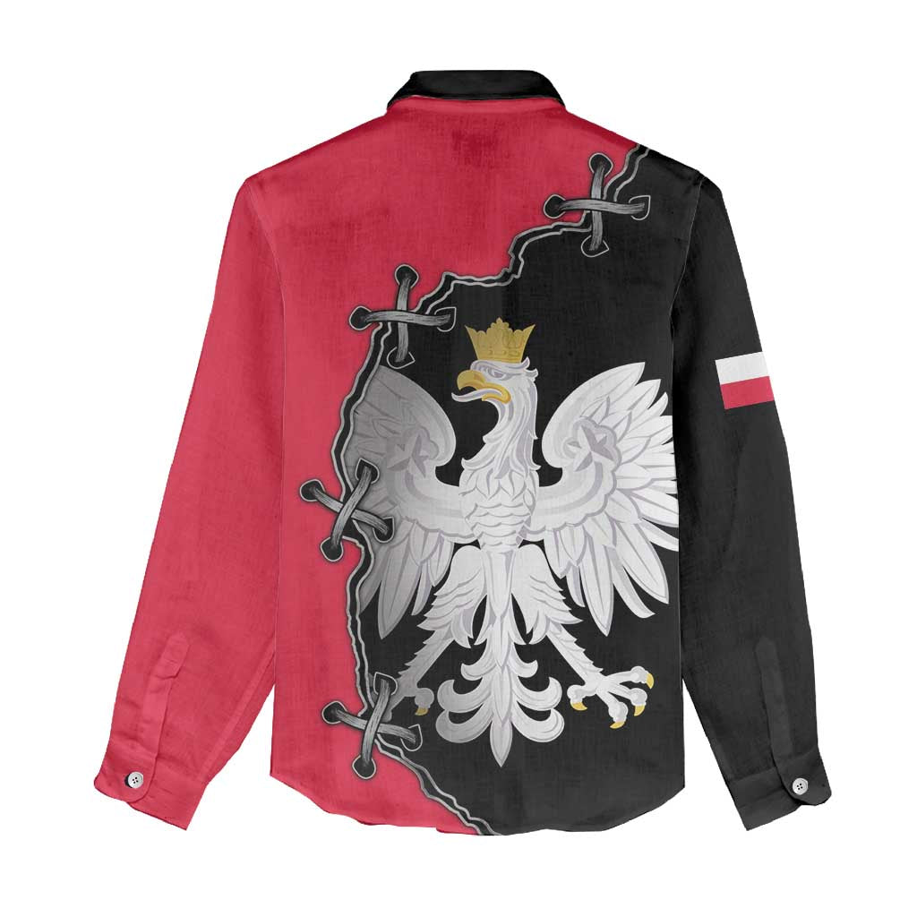 Poland White Eagle Women Casual Shirt Polish National Coat of Arms Design