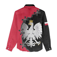 Poland White Eagle Women Casual Shirt Polish National Coat of Arms Design