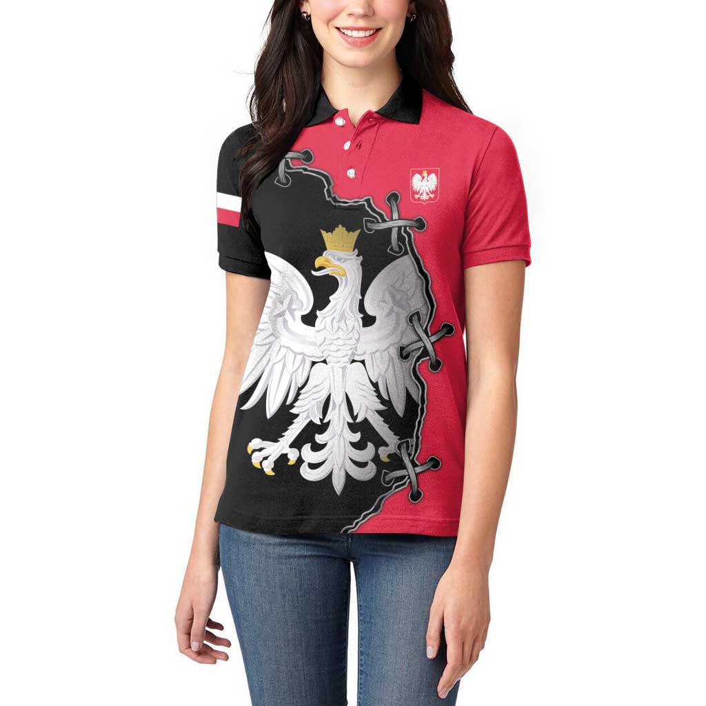Poland White Eagle Women Polo Shirt Polish National Coat of Arms Design