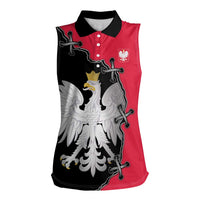 Poland White Eagle Women Sleeveless Polo Shirt Polish National Coat of Arms Design