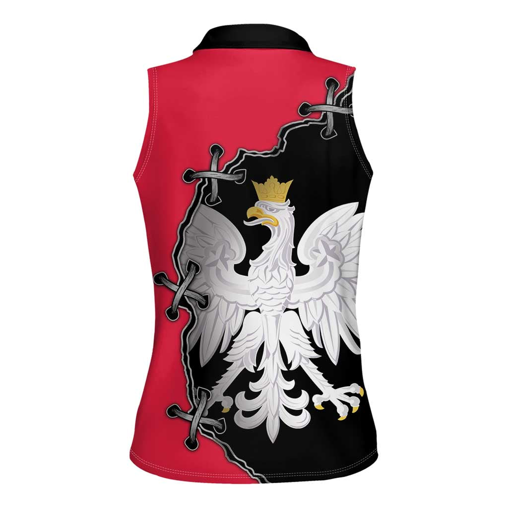 Poland White Eagle Women Sleeveless Polo Shirt Polish National Coat of Arms Design