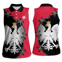 Poland White Eagle Women Sleeveless Polo Shirt Polish National Coat of Arms Design