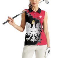 Poland White Eagle Women Sleeveless Polo Shirt Polish National Coat of Arms Design