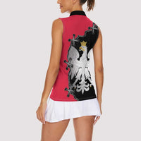 Poland White Eagle Women Sleeveless Polo Shirt Polish National Coat of Arms Design