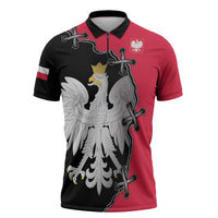 Poland White Eagle Zipper Polo Shirt Polish National Coat of Arms Design