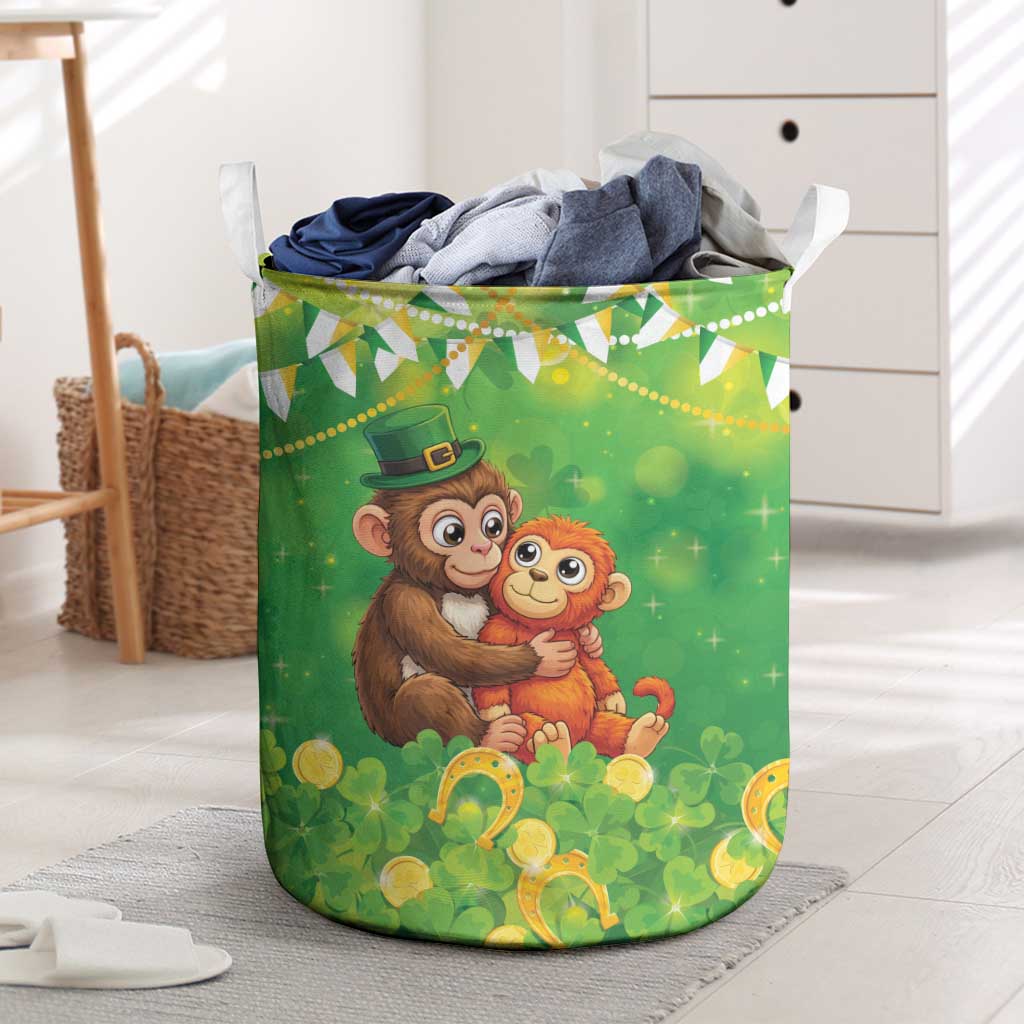 Punch The Monkey St Patrick’s Day Laundry Basket Lucky Baby Monkey