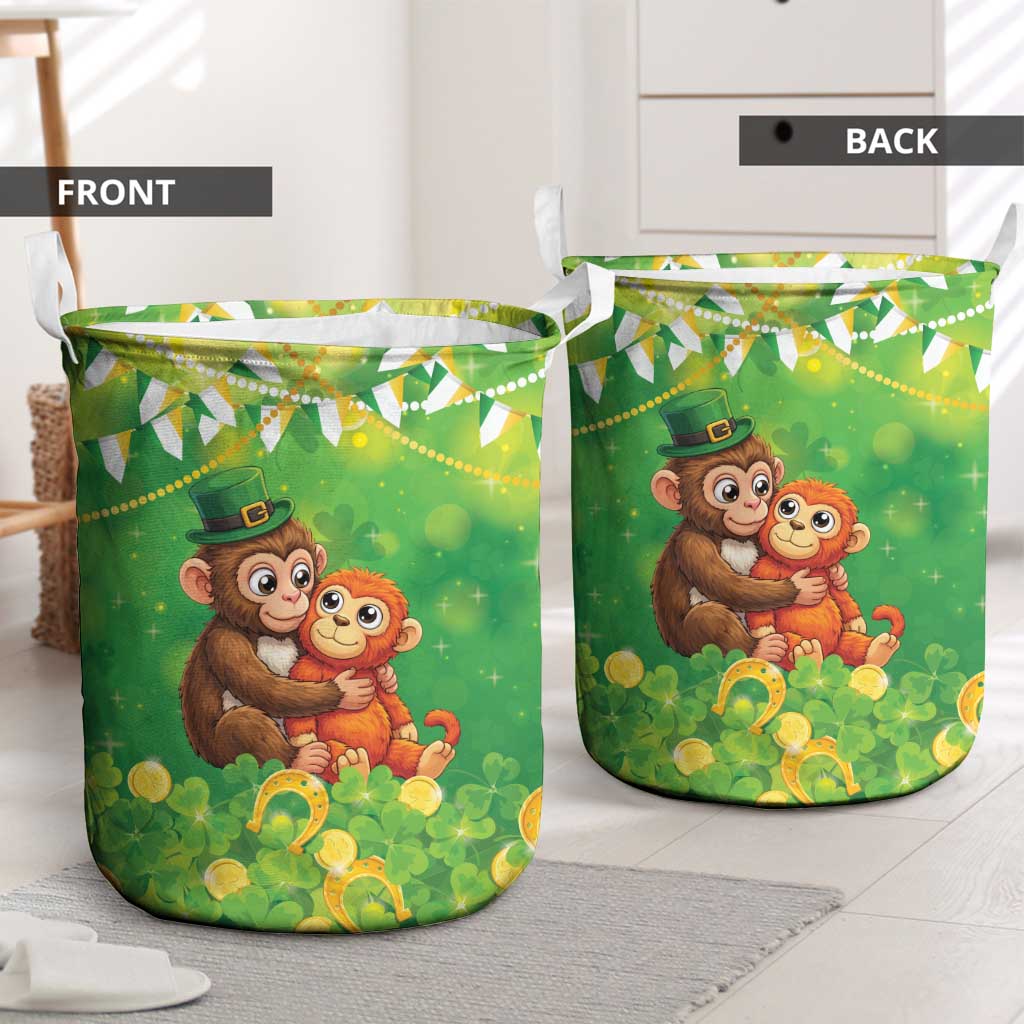 Punch The Monkey St Patrick’s Day Laundry Basket Lucky Baby Monkey