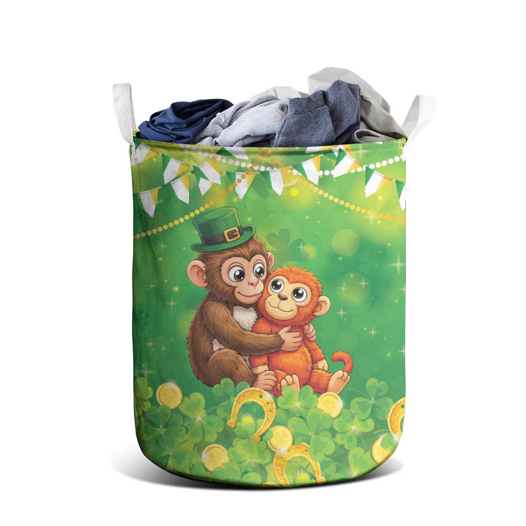 Punch The Monkey St Patrick’s Day Laundry Basket Lucky Baby Monkey