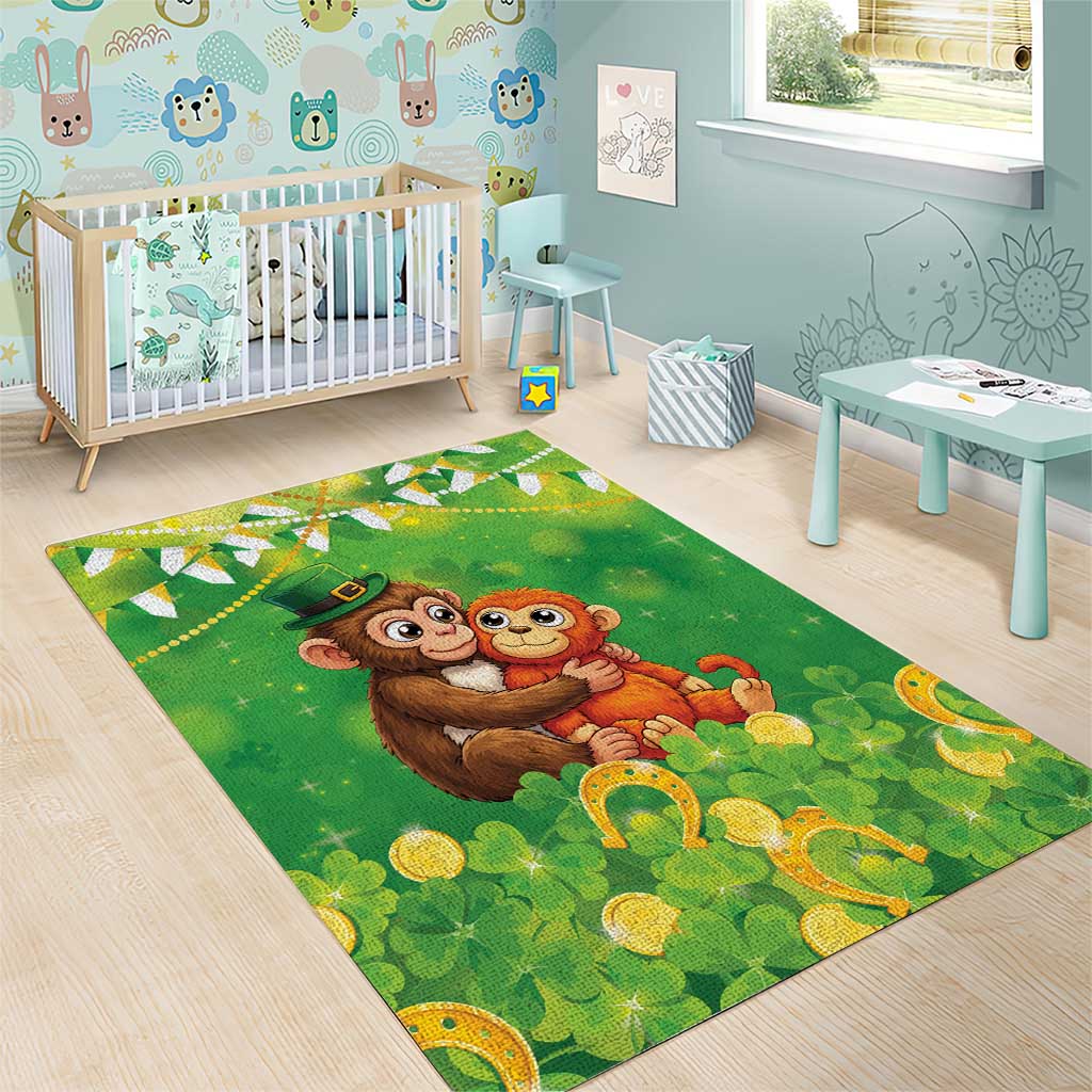Punch The Monkey St Patrick’s Day Area Rug Lucky Baby Monkey
